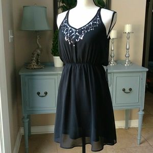 Star Style Black Sequined Dress NWT